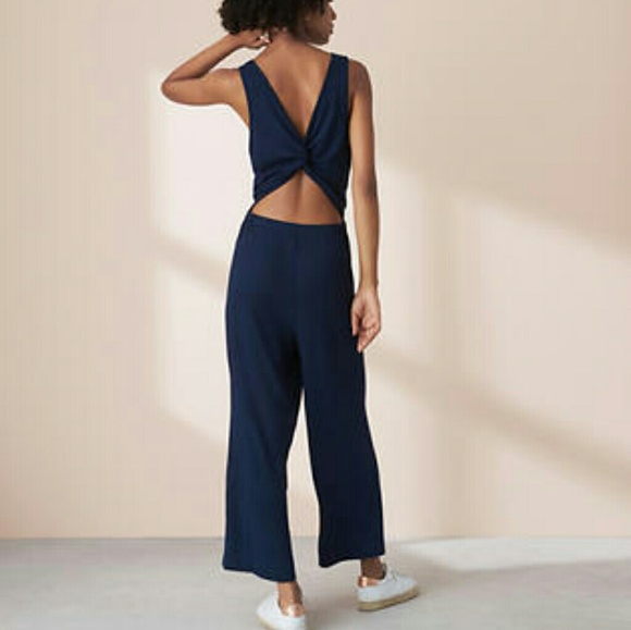 NWT Lou & Grey Navy Twist Back Cut Out Jumpsuit - Picture 2 of 4